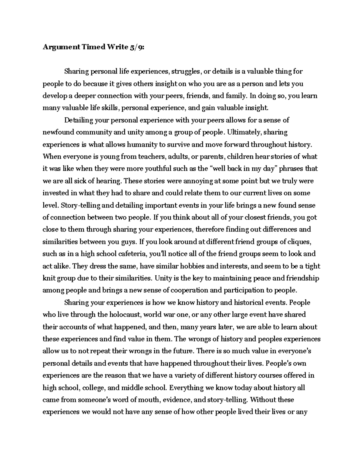 5 9 Argument Timed Write - In doing so, you learn many valuable life ...