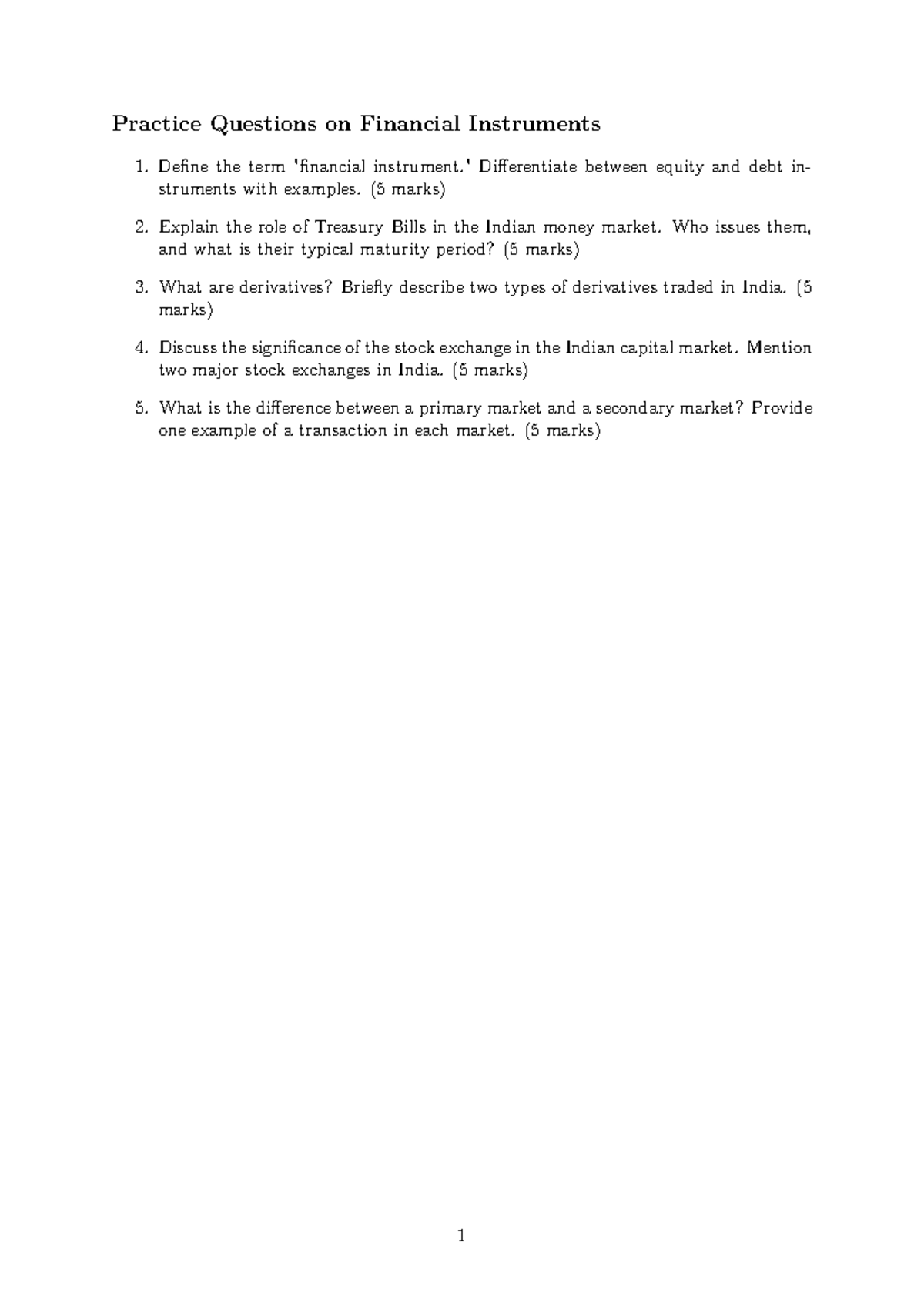 Practice Questions on Financial Instruments - Quiz Notes - Studocu
