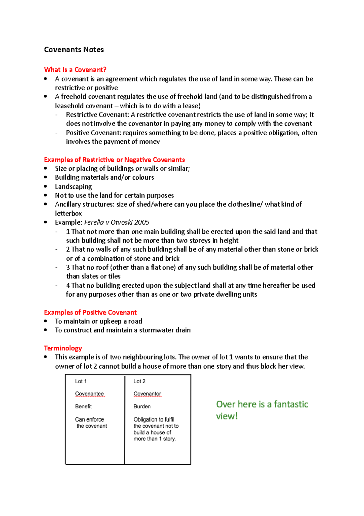 Covenants Lecture Notes: Summary of Key Concepts and Examples - Studocu