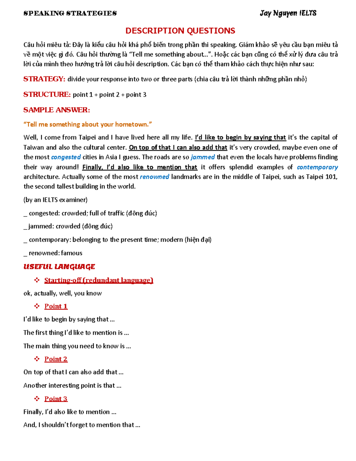Description Questions Jay Nguyen Ielts Public version - SPEAKING ...
