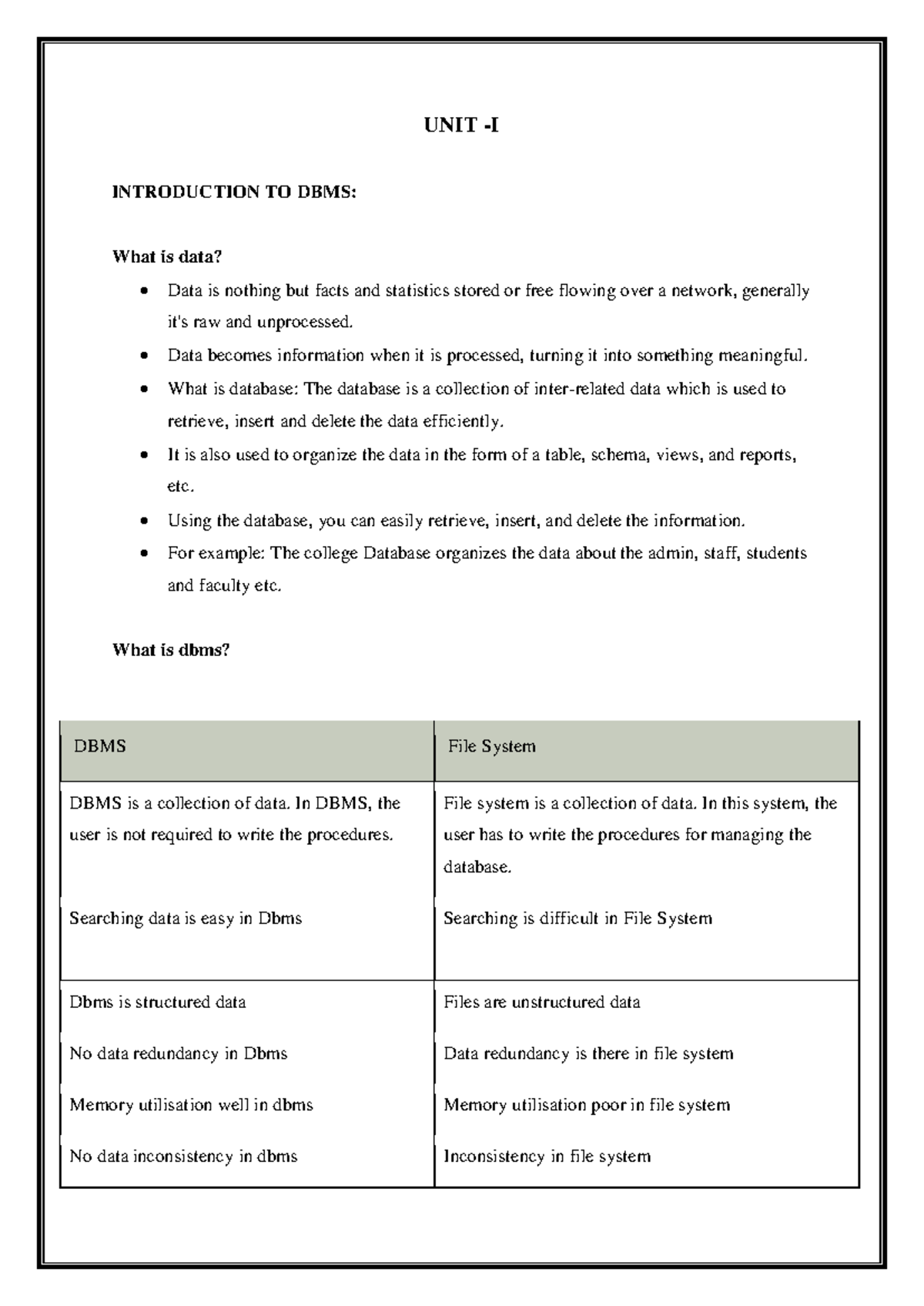DBMS 101: Introduction to Database Management Systems - Studocu