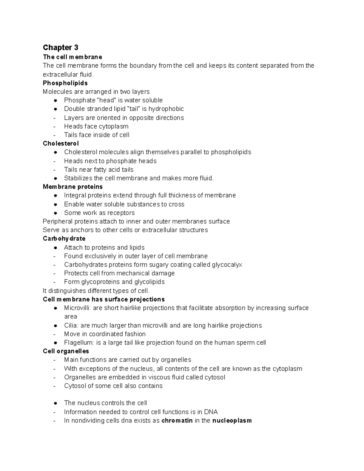 A&P Lecture Notes: Cell Structure, Function, and Membrane Transport ...