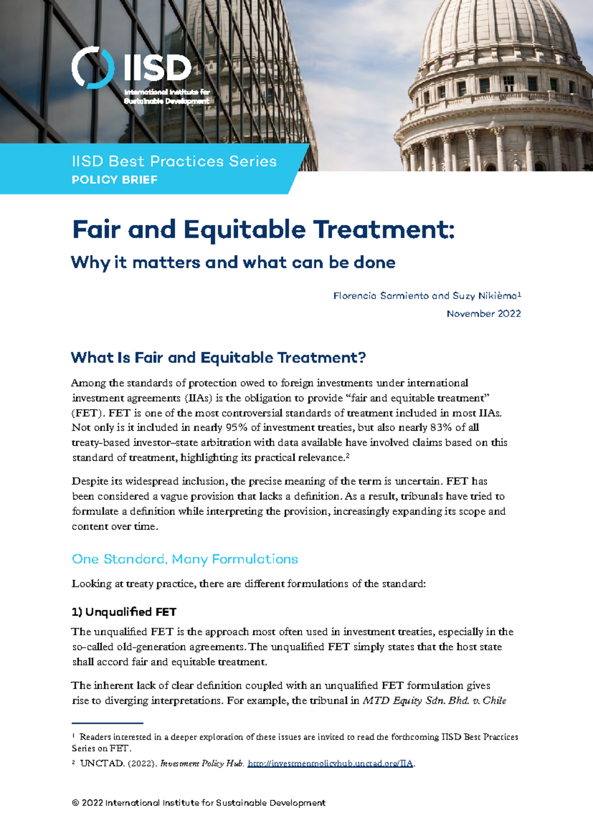 Fair and Equitable Treatment in International Investment Agreements ...
