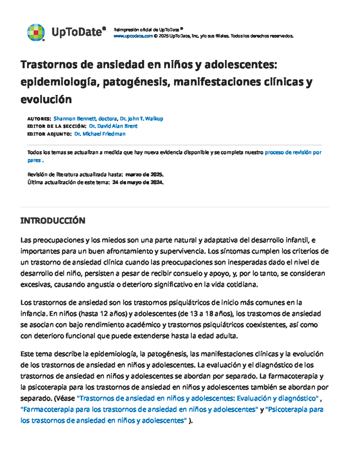 Trastornos de Ansiedad en Niños y Adolescentes: Epidemiología y ...