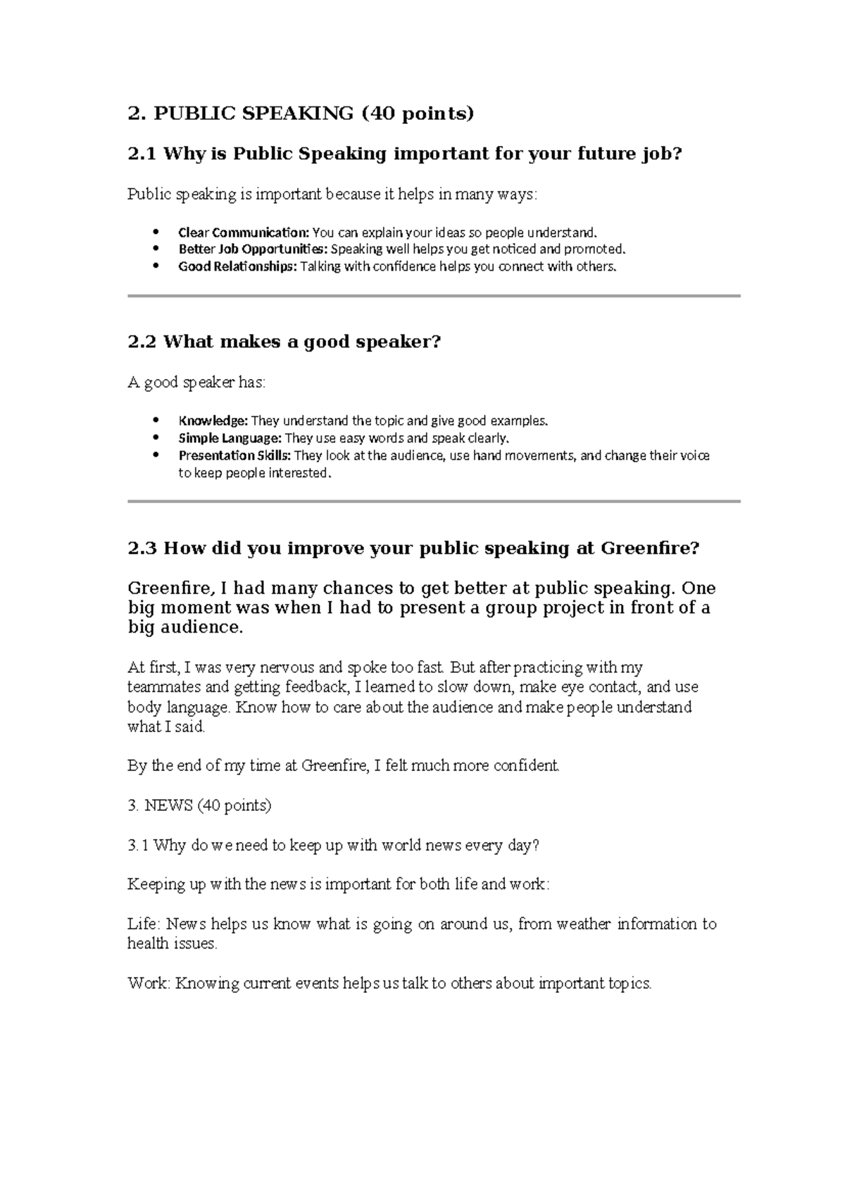 Public Speaking Insights for Future Careers (Course Code: 2) - Studocu