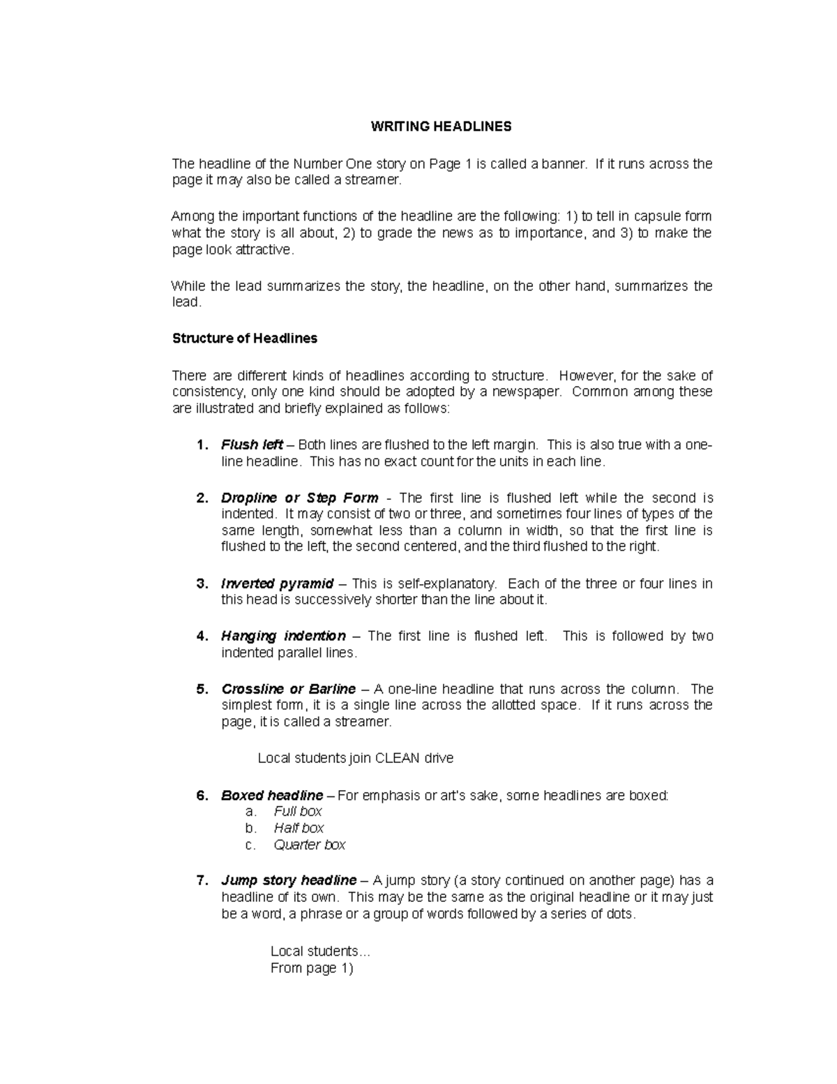 Writing Headlines: Structure, Dos & Don’ts, and Unit Counting - Studocu