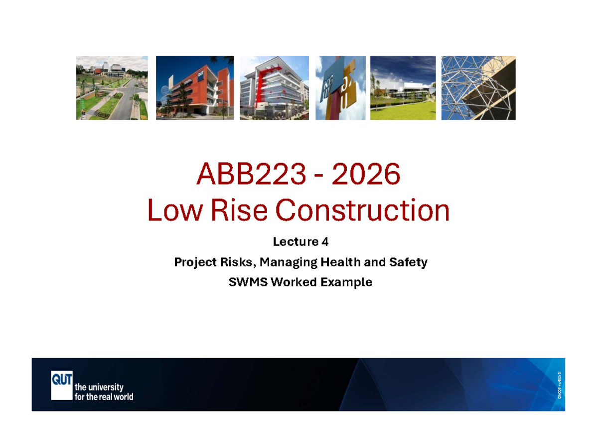 ABB223 Lecture 4: Project Risks & Health Safety - Studocu