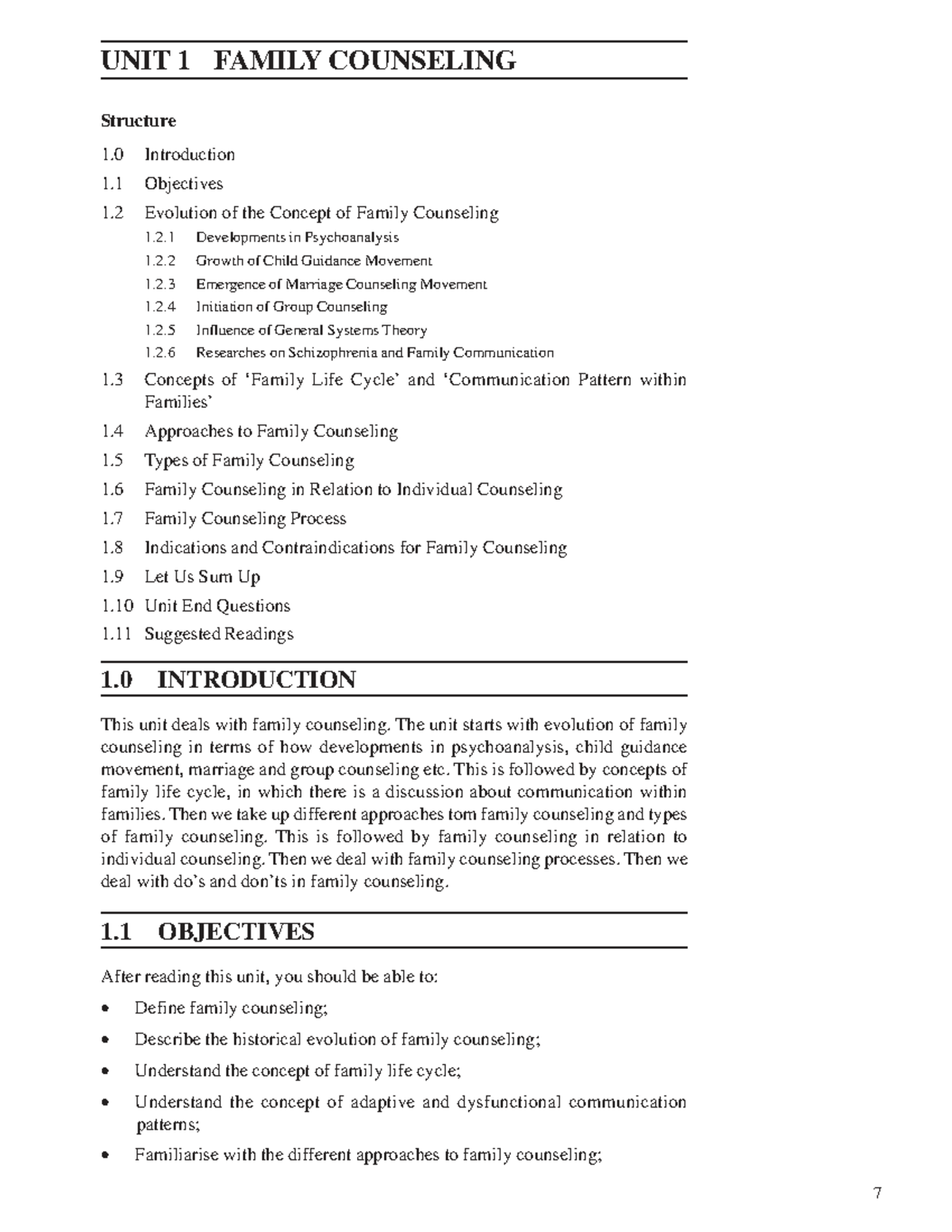 Unit 1: Family Counseling - Structure, Concepts, and Approaches - Studocu