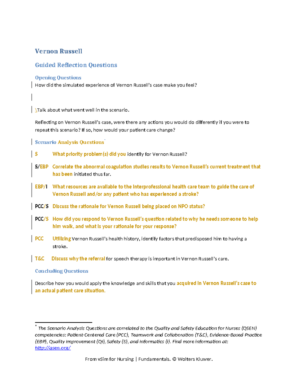 V Sim2 - Vernon Russell Case Study Reflection Questions - Studocu