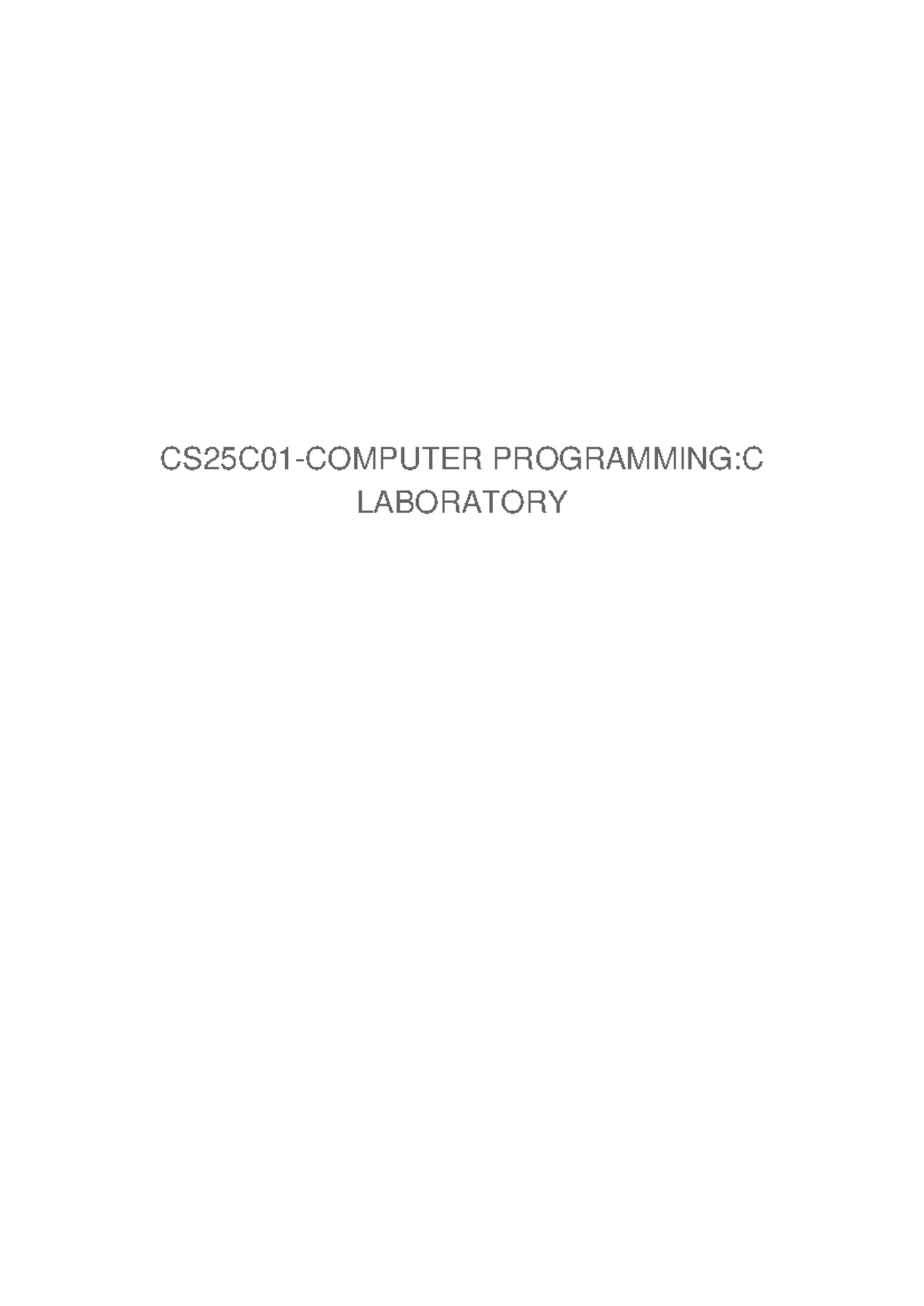 CS25C01 Programming: C Lab Manual for First Year (Odd Sem) - Studocu