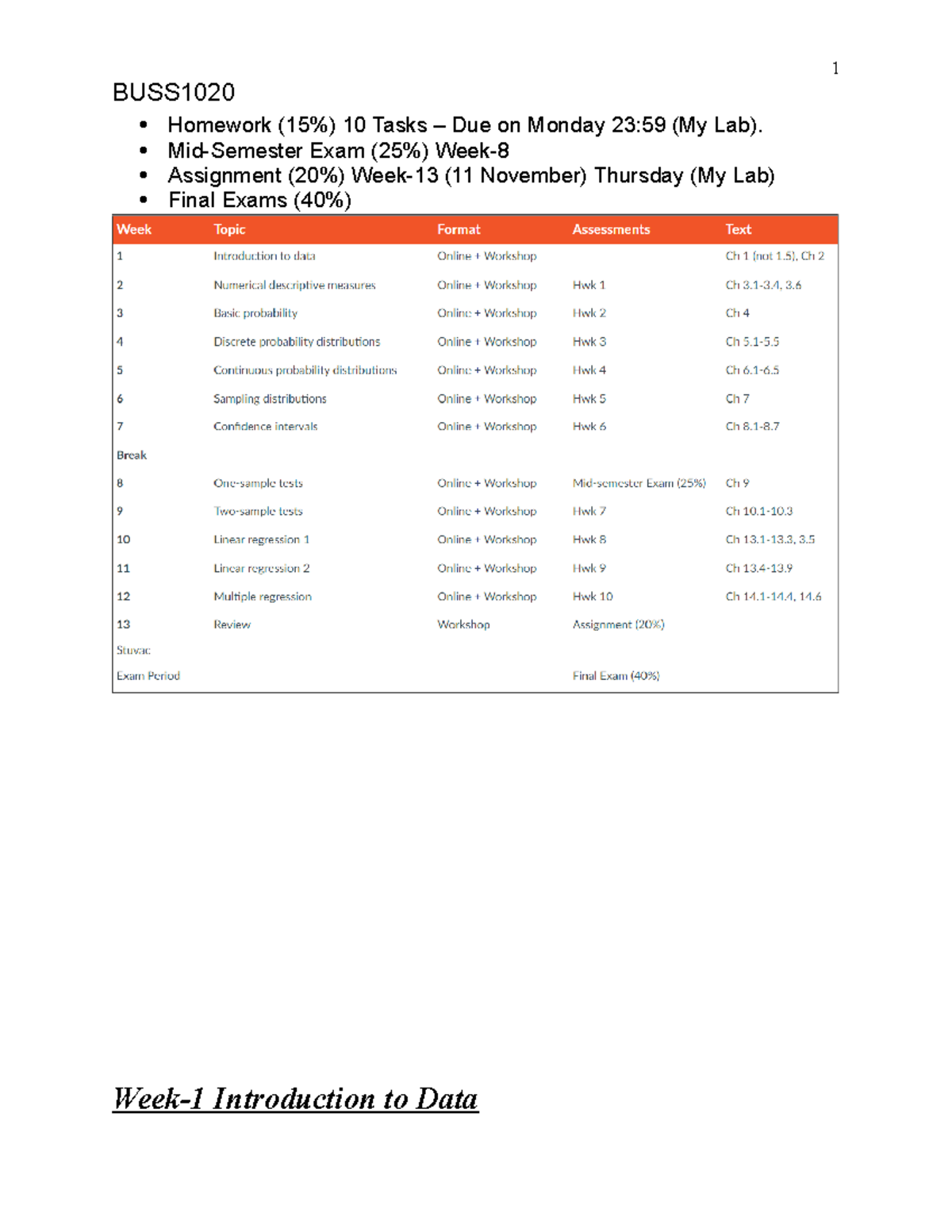 BUSS1020 Final Exam Study Notes on Business Analytics and Statistics ...