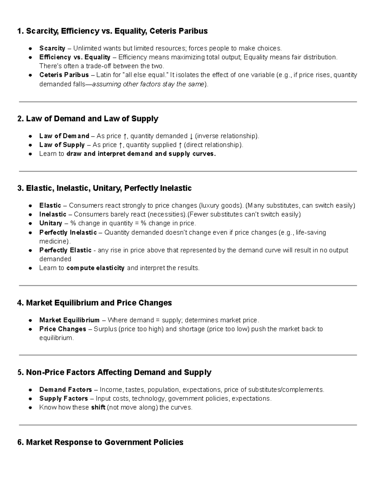 Econ 101 Final Exam Review: Scarcity, Efficiency, and Market Dynamics ...