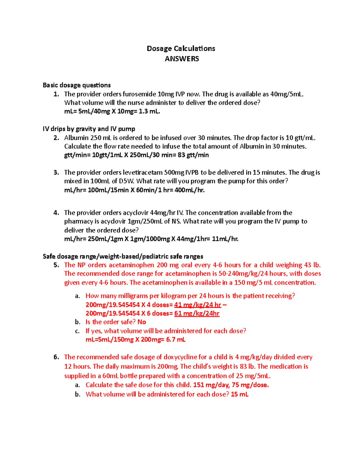 Dosage Calculation Practice Questions & Answers for Nursing Students ...