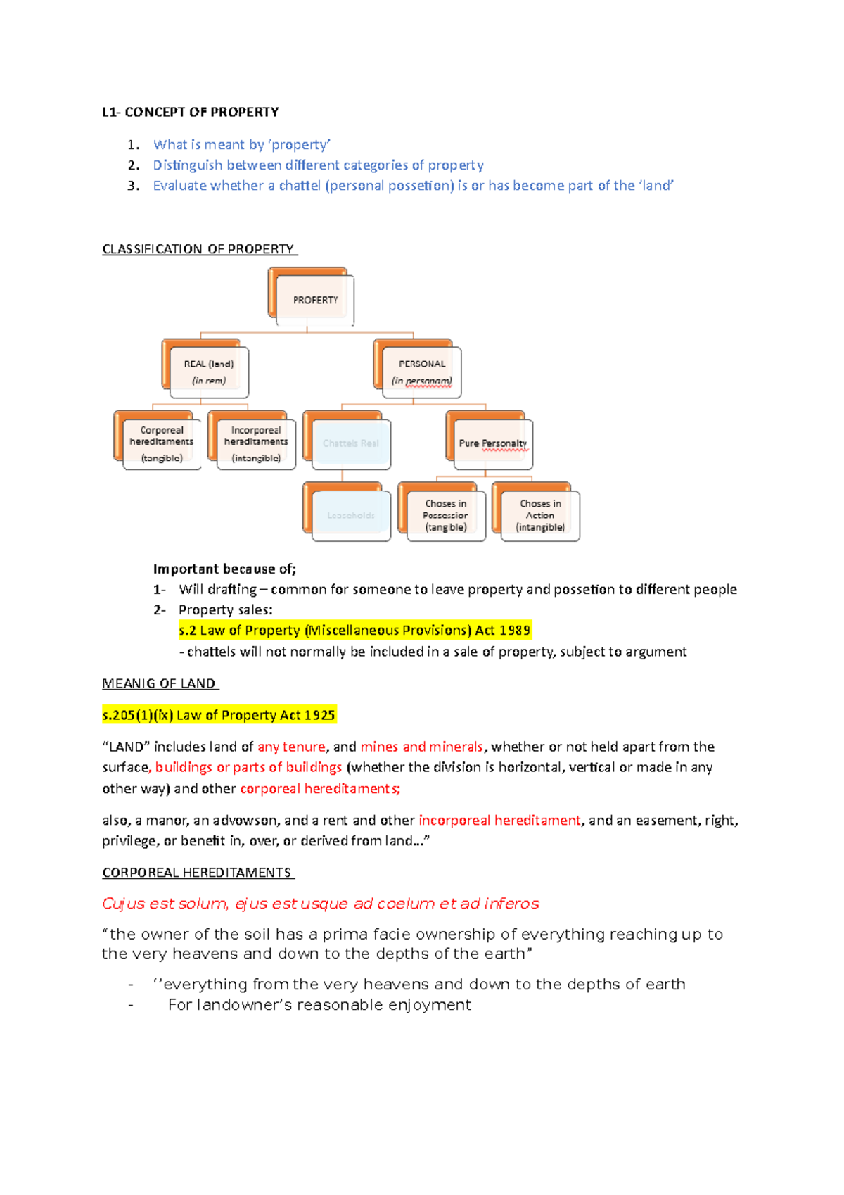 L1 - Concept of Property Law: Understanding Tort Law Applications - Studocu