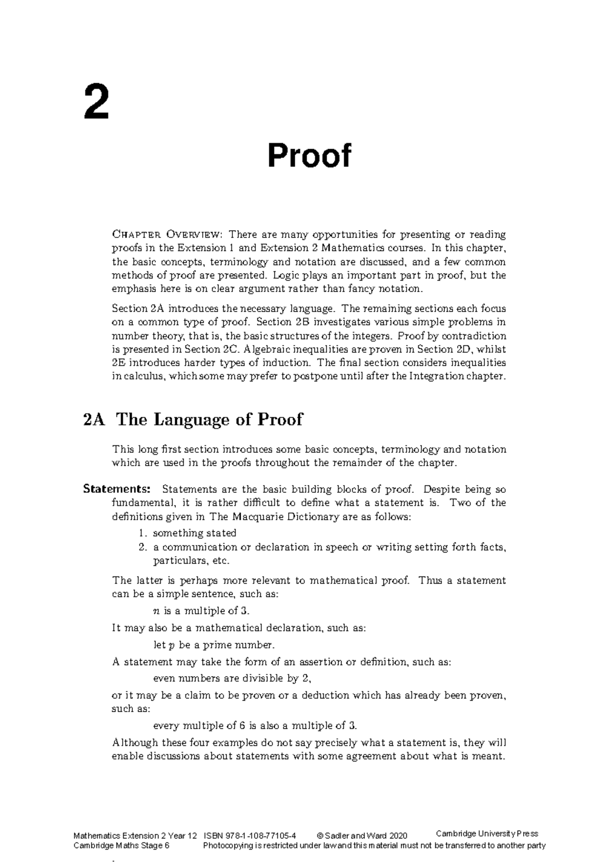 Chapter-2-Proof - Math Problems - 2 Proof Chapter Overview: There are ...
