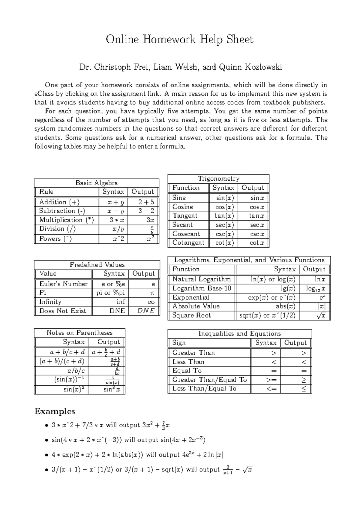 Final Cheat Sheet for Calculus (Course Code: MATH 101) - Studocu