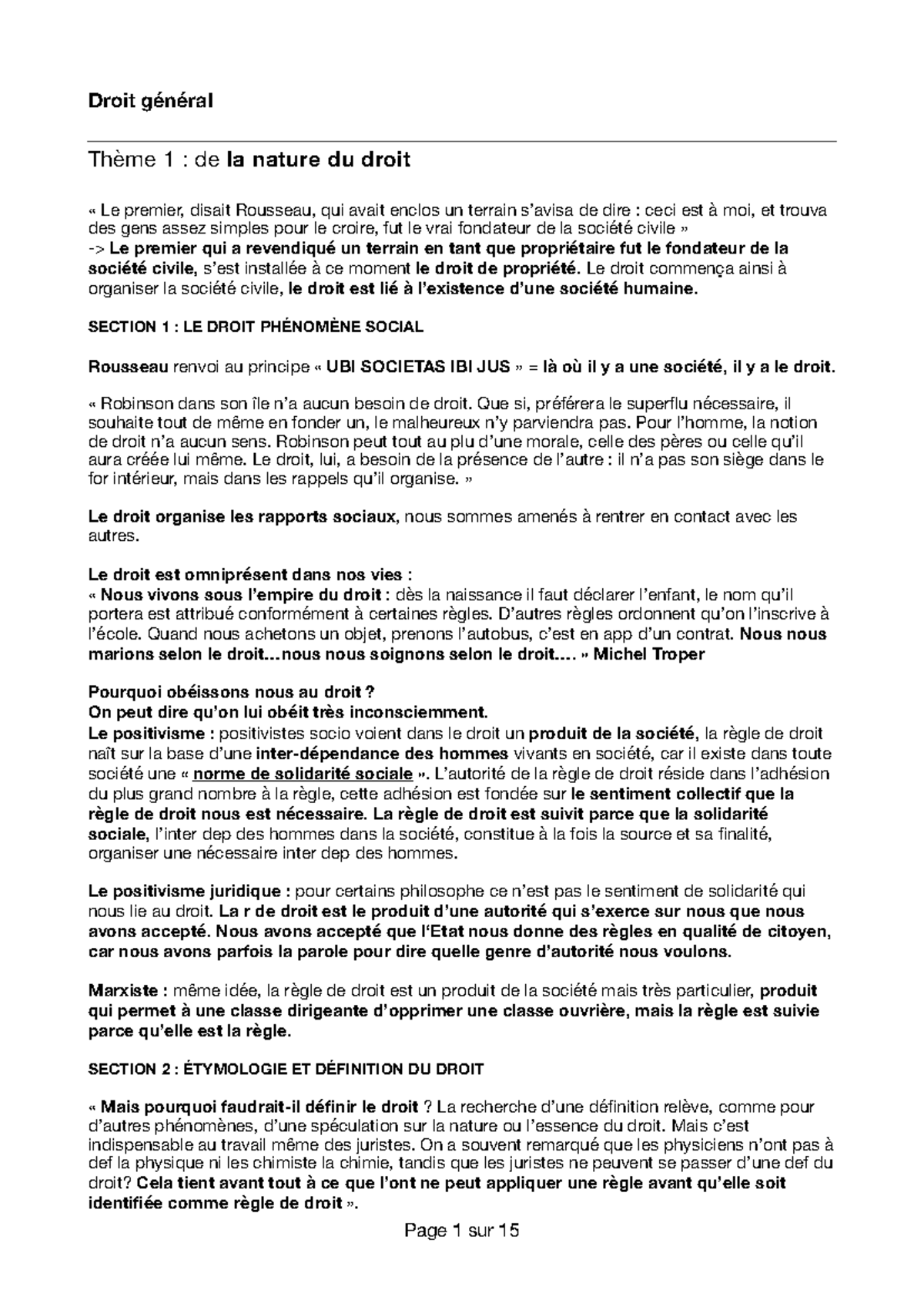 Cours de Droit Général - Thèmes et Concepts Fondamentaux - Studocu