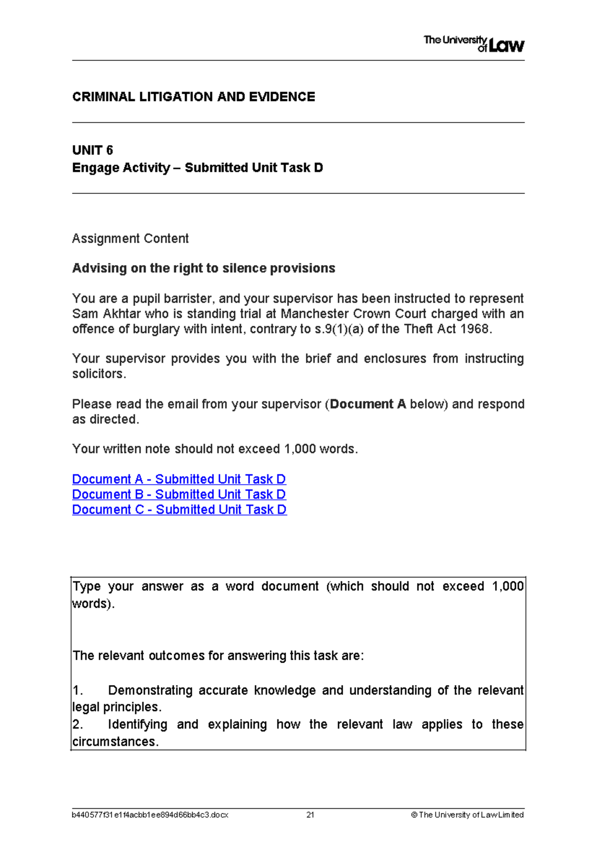 2425 CRLE Level 6 U04: Advising on Right to Silence Provisions - Studocu