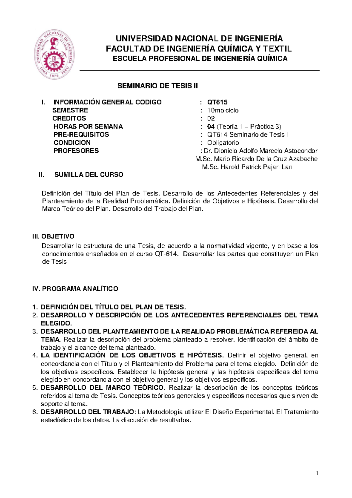 QT-615 - Seminario de Tesis II: Estructura y Desarrollo del Plan de Tesis - Document Preview