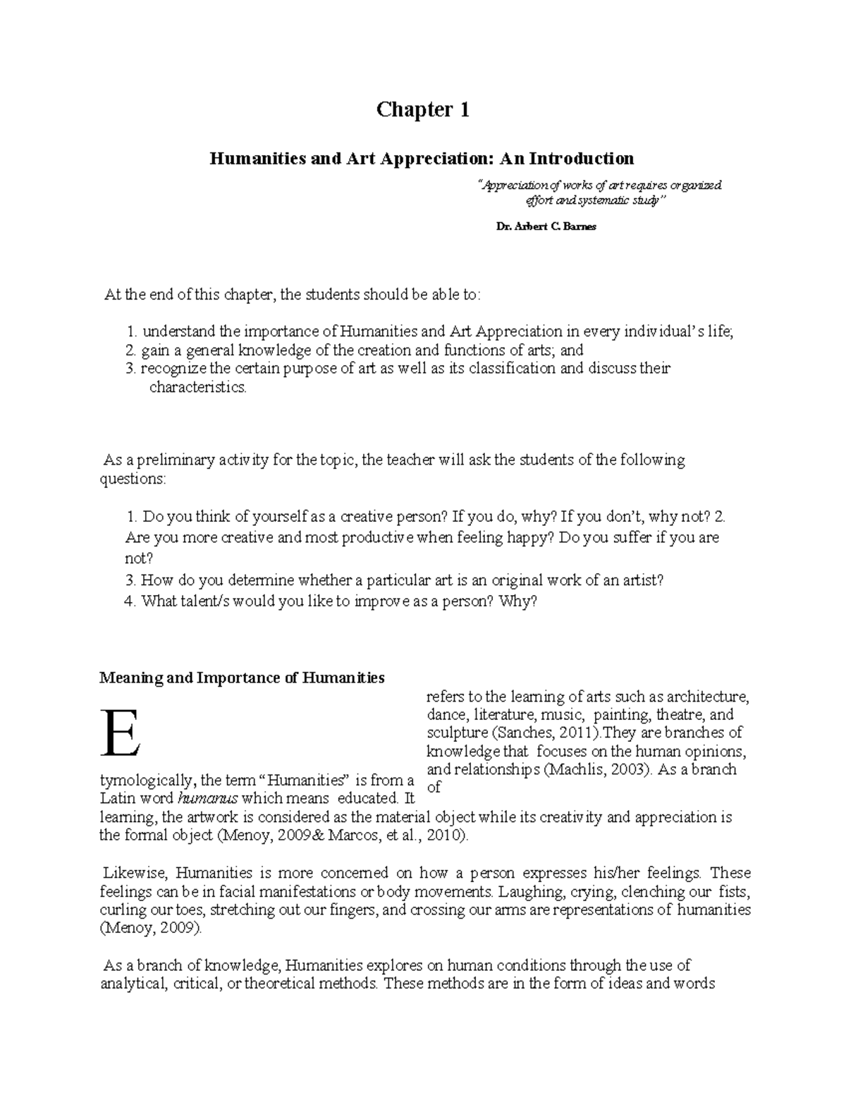 Chapter 1: Introduction to Humanities and Art Appreciation (HIKHOK ...