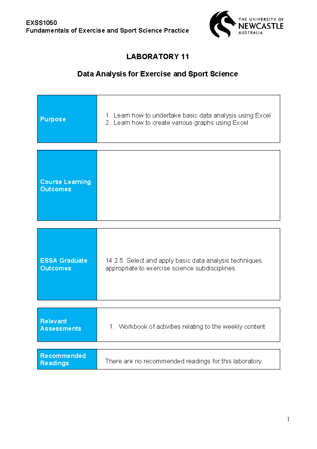 EXSS1050 Lab 11: Data Analysis Techniques in Exercise Science - Studocu