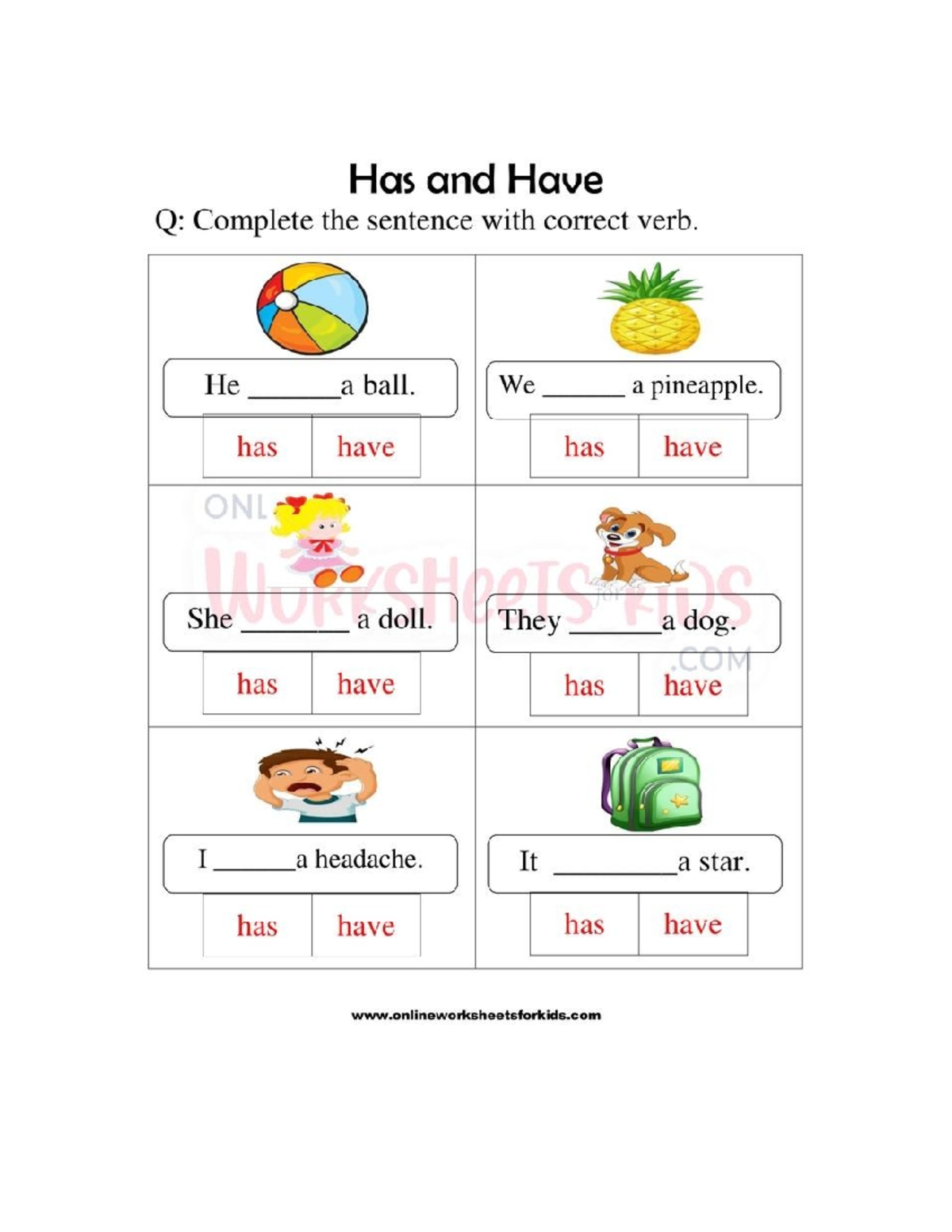 ONL 101: Has and Have Verb Practice & Sentence Completion Notes - Studocu