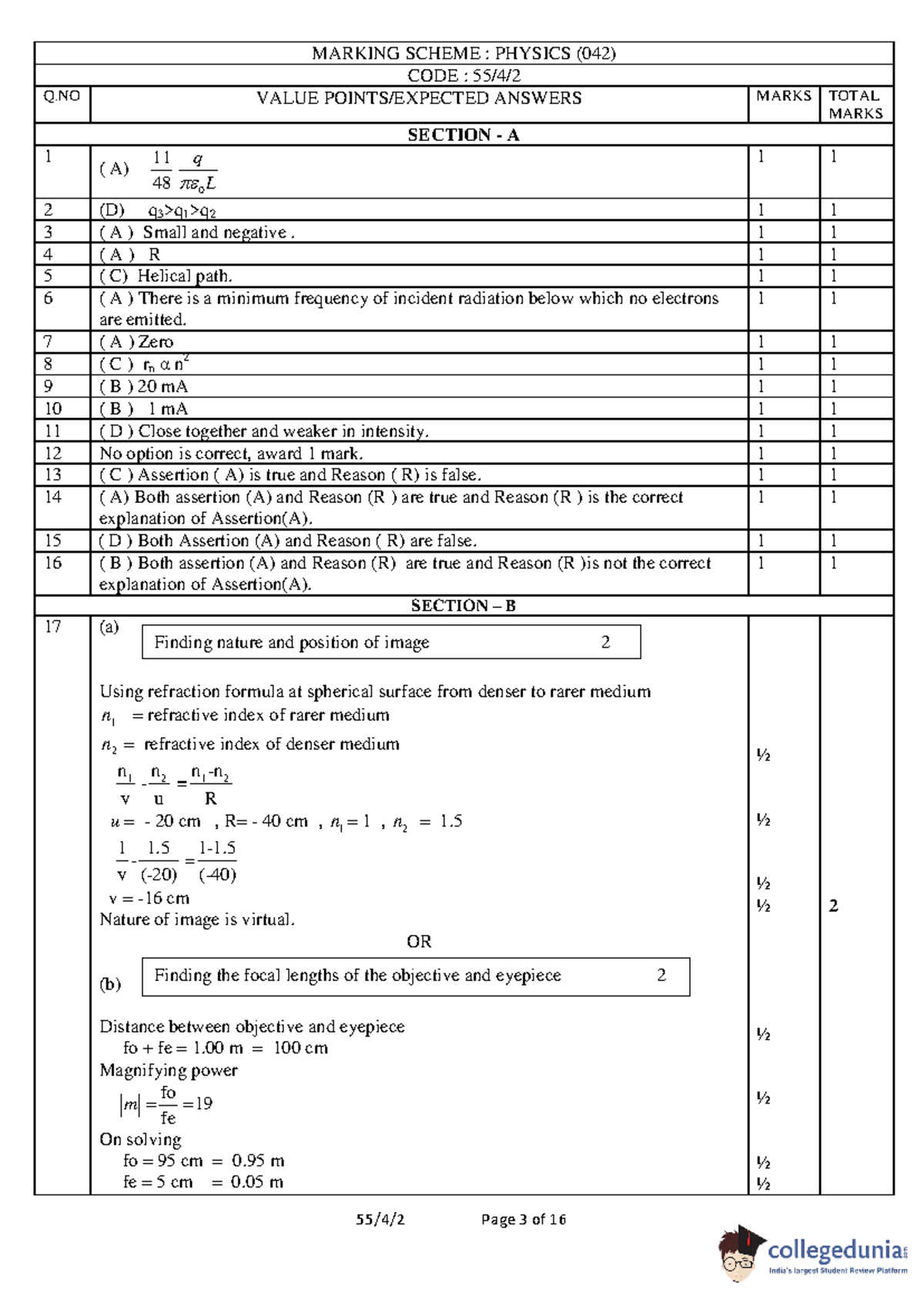 Set 2 Physics Answer Key - CBSE Class 12 Board Exam (042) - Studocu