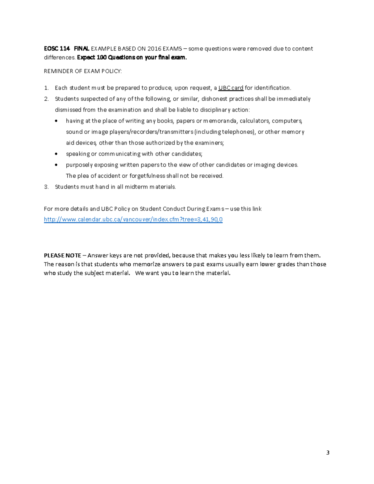 EOSC 114 FINAL EXAM PRACTICE QUESTIONS BASED ON 2016 EXAMS - Studocu