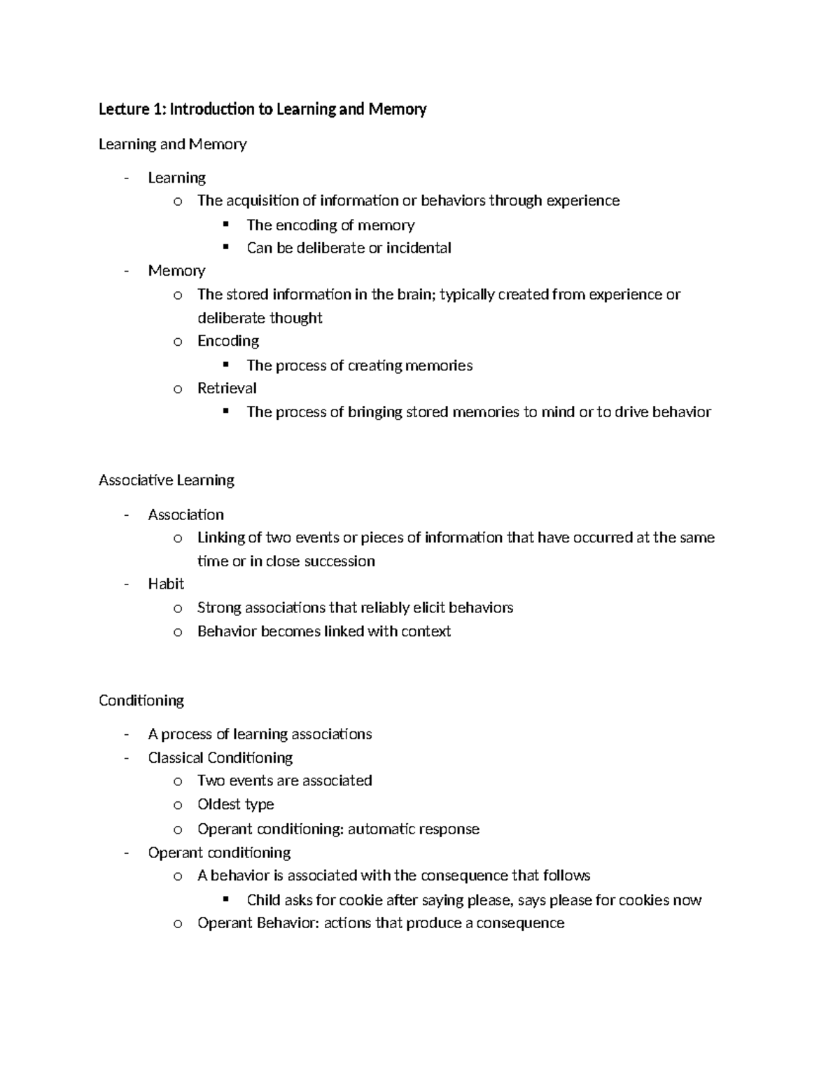 Psych 101: Week 7 Lecture Notes on Learning and Memory - Studocu
