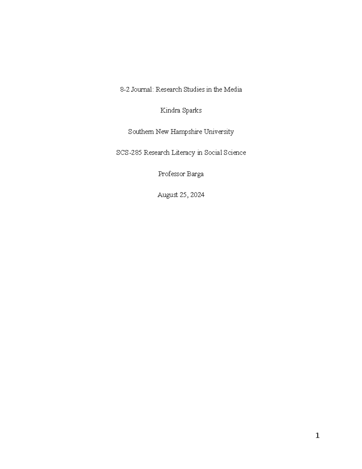 SCS-285 Final Exam Journal: Research Studies in Media Impact - Studocu