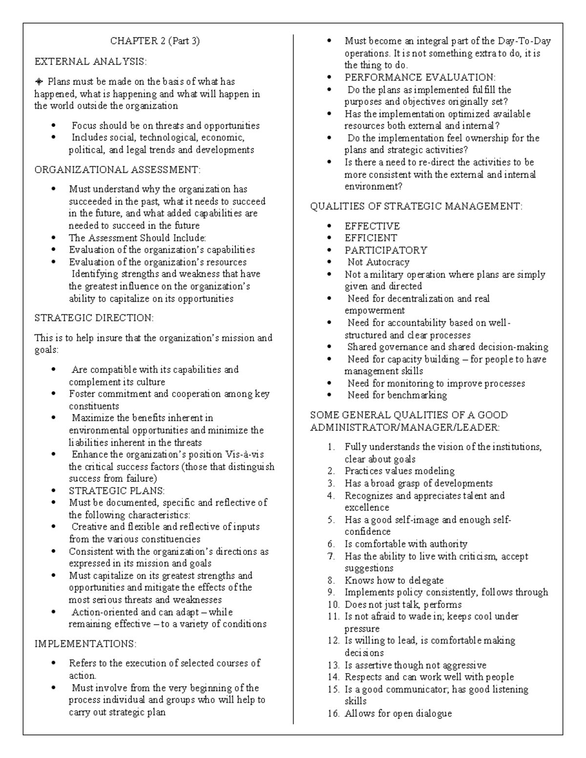 STRATEGIC MANAGEMENT MIDTERM REVIEW: CHAPTER 2 & 3 ANALYSIS - Studocu