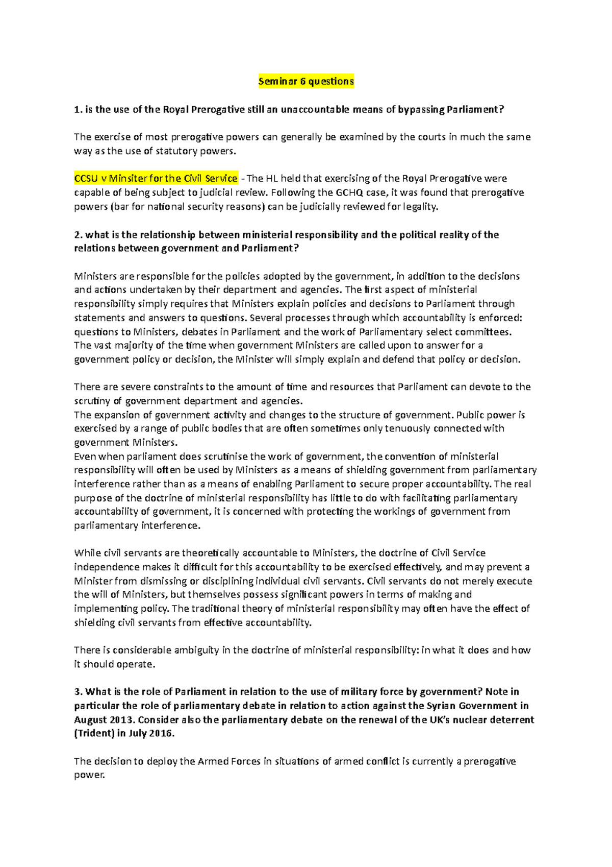 seminar 6 questions - Seminar 6 questions 1. is the use of the Royal ...
