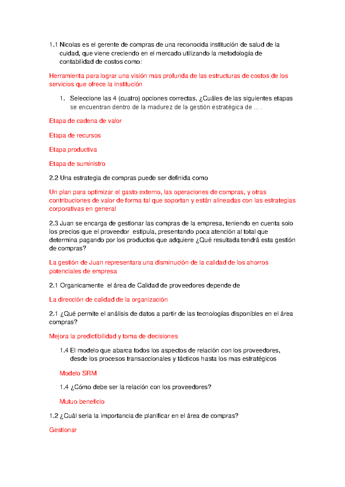 Preguntas de Compras y Gestión 1er y 2do Parcial - Studocu