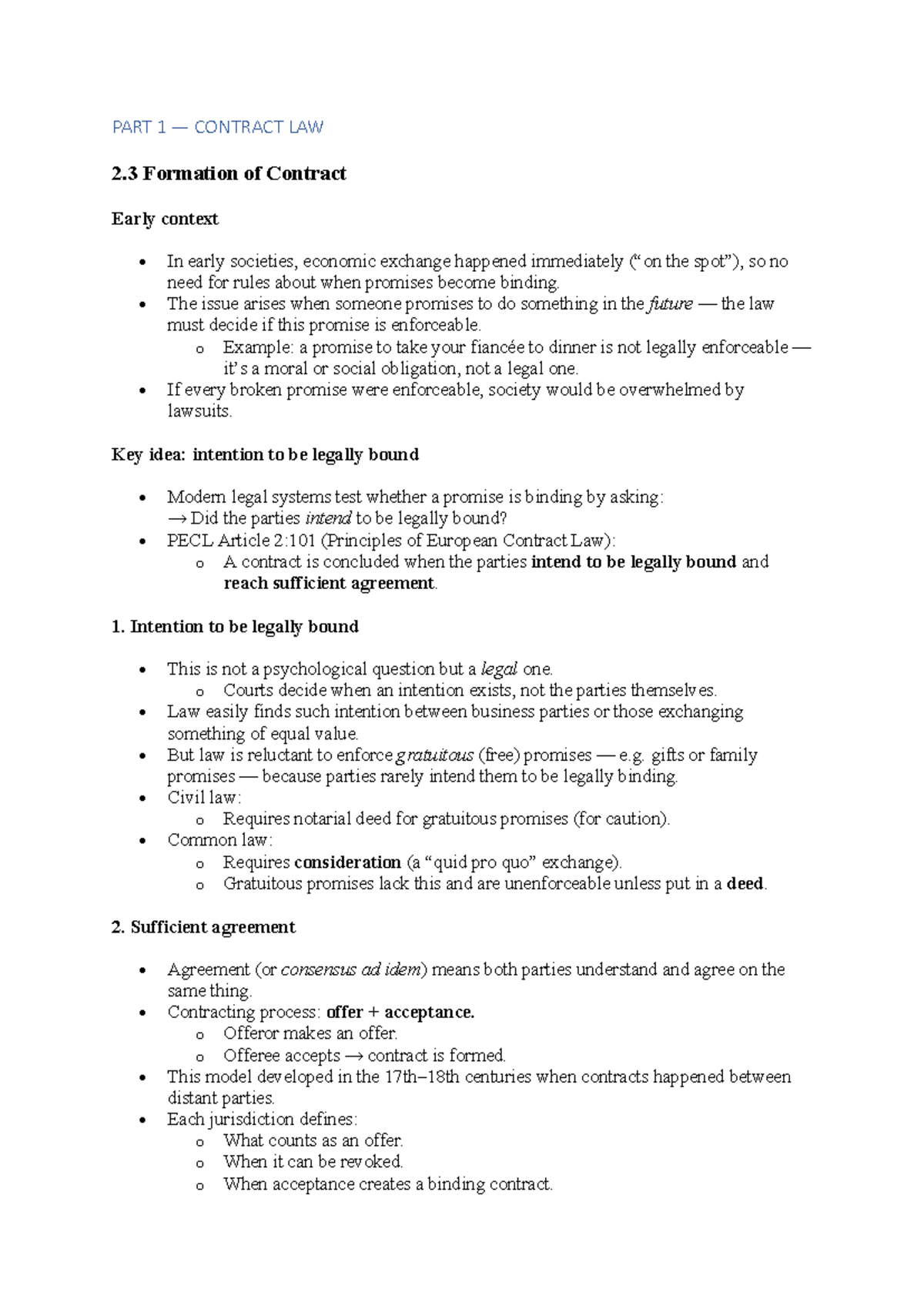 GPPL 2.3 Contract Law: Formation, Remedies, and Tort Liability Notes ...