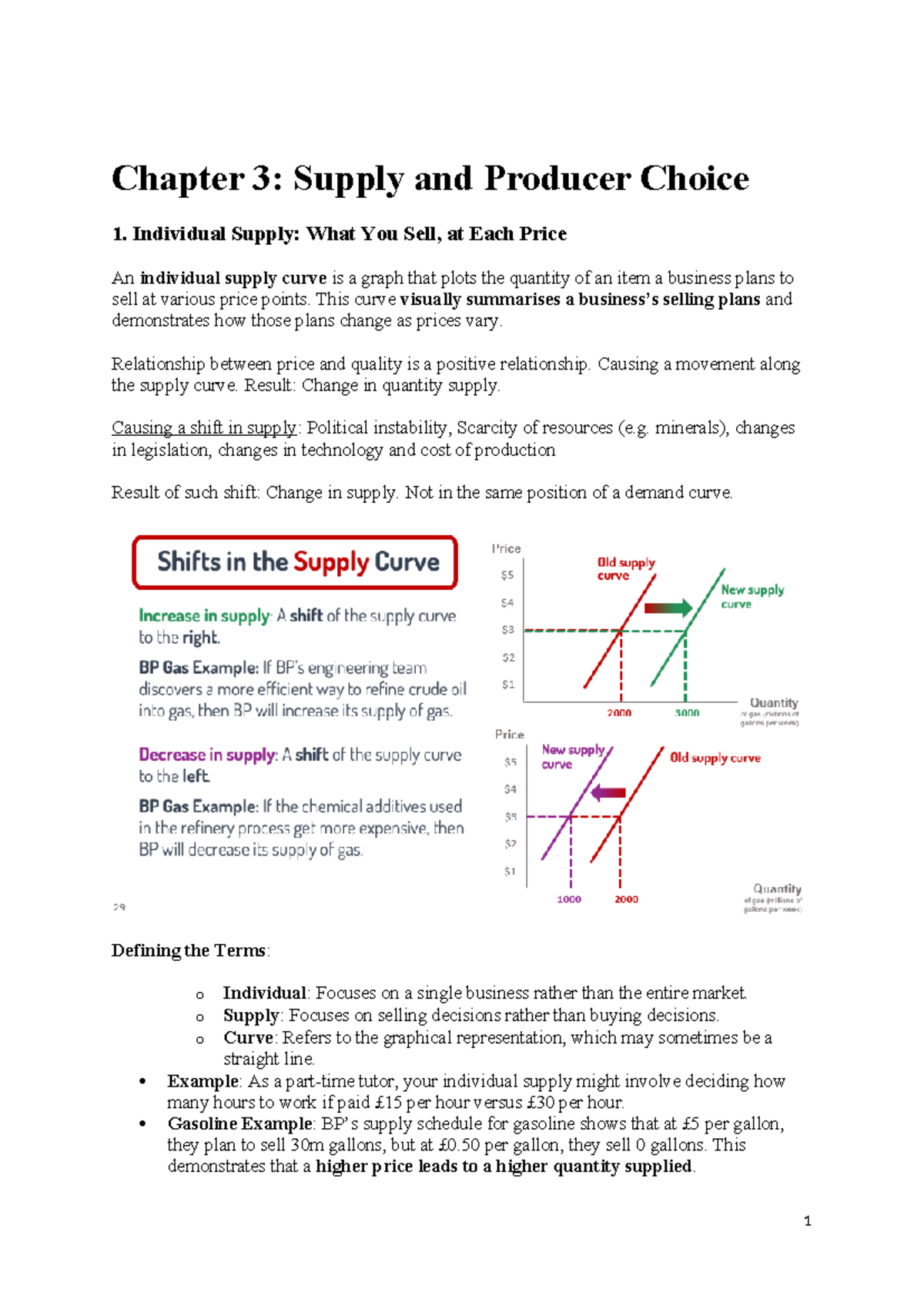 Chapter 3: Supply and Producer Choice - Detailed Notes and Examples ...