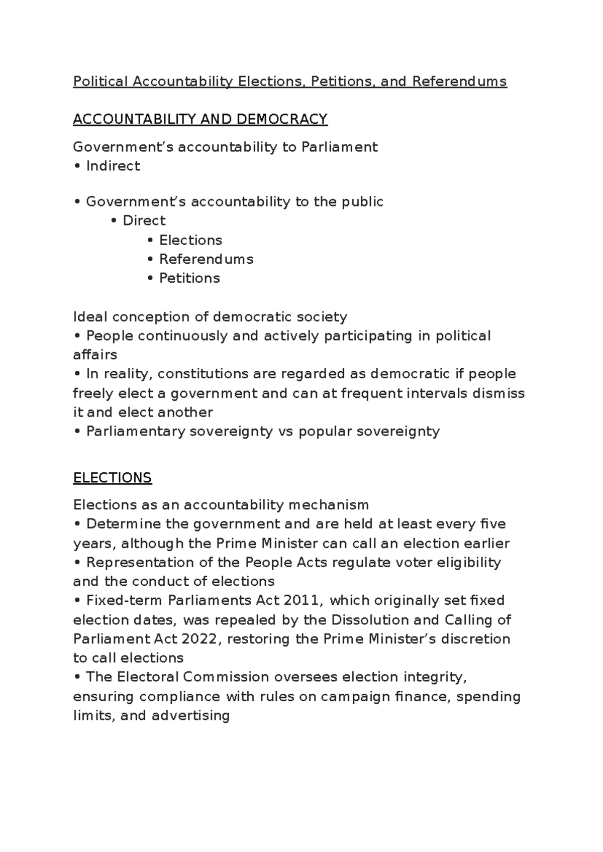 Political Accountability Elections - If successful, the seat becomes ...