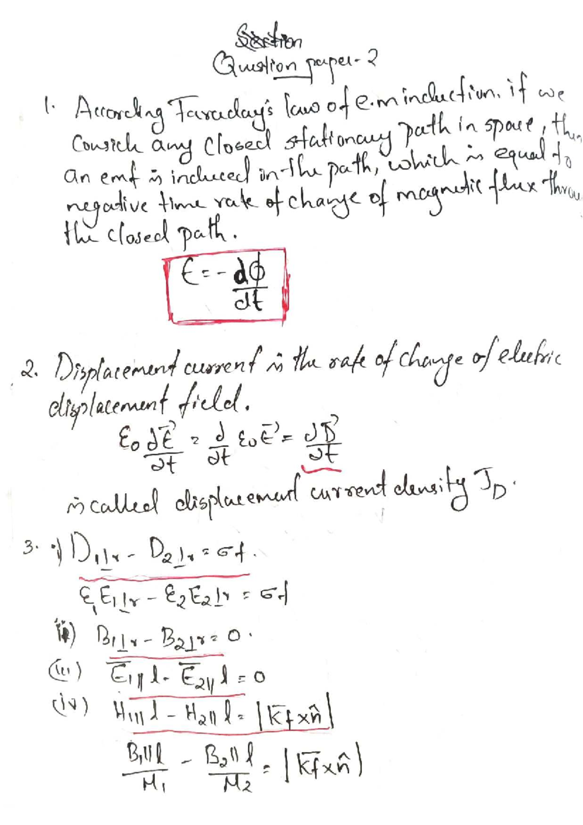 Short Notes on Electromagnetic Induction for Exam Prep (Course Code: E ...
