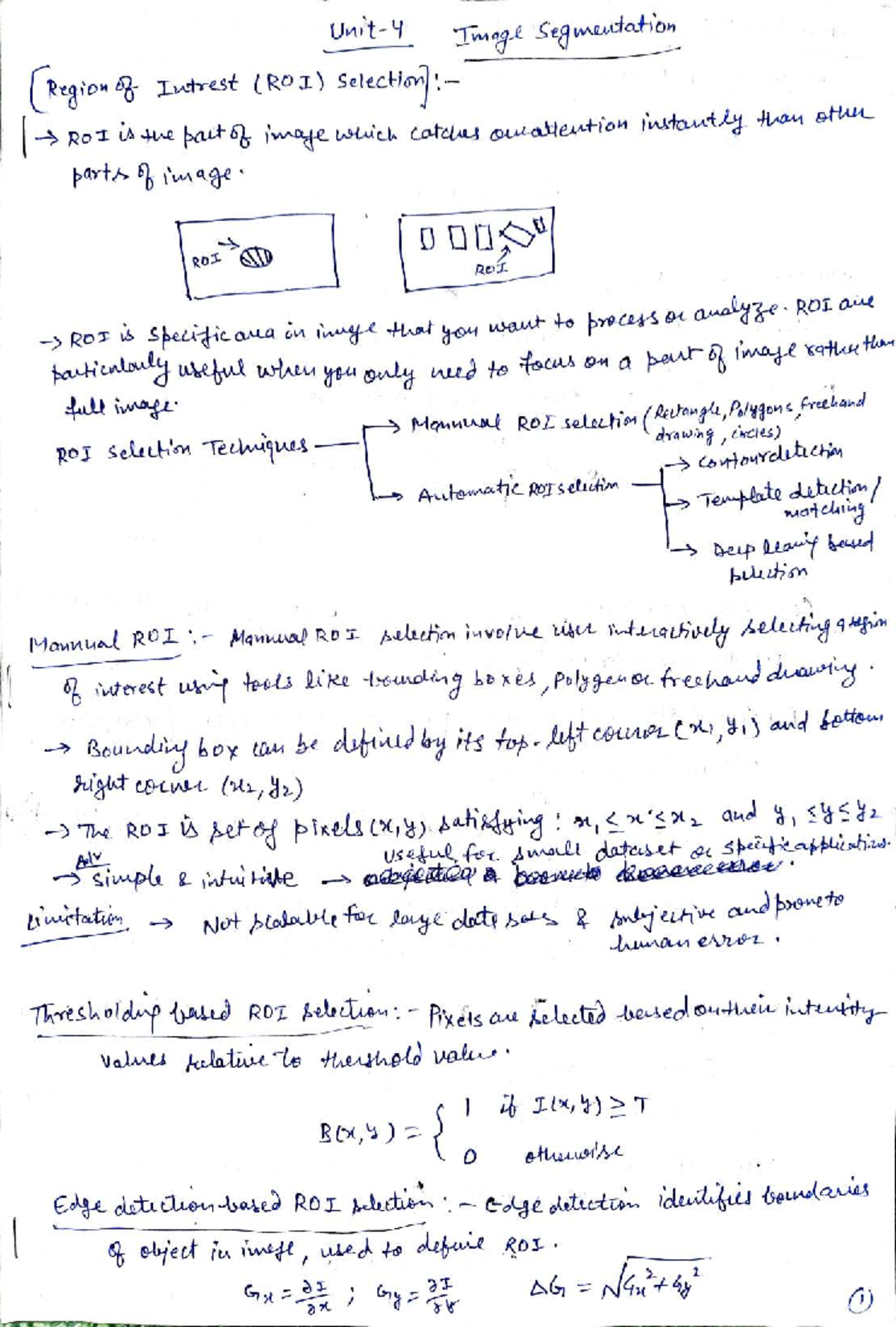 Unit 4 DIP - Notes on ROI and Image Processing Techniques - Studocu