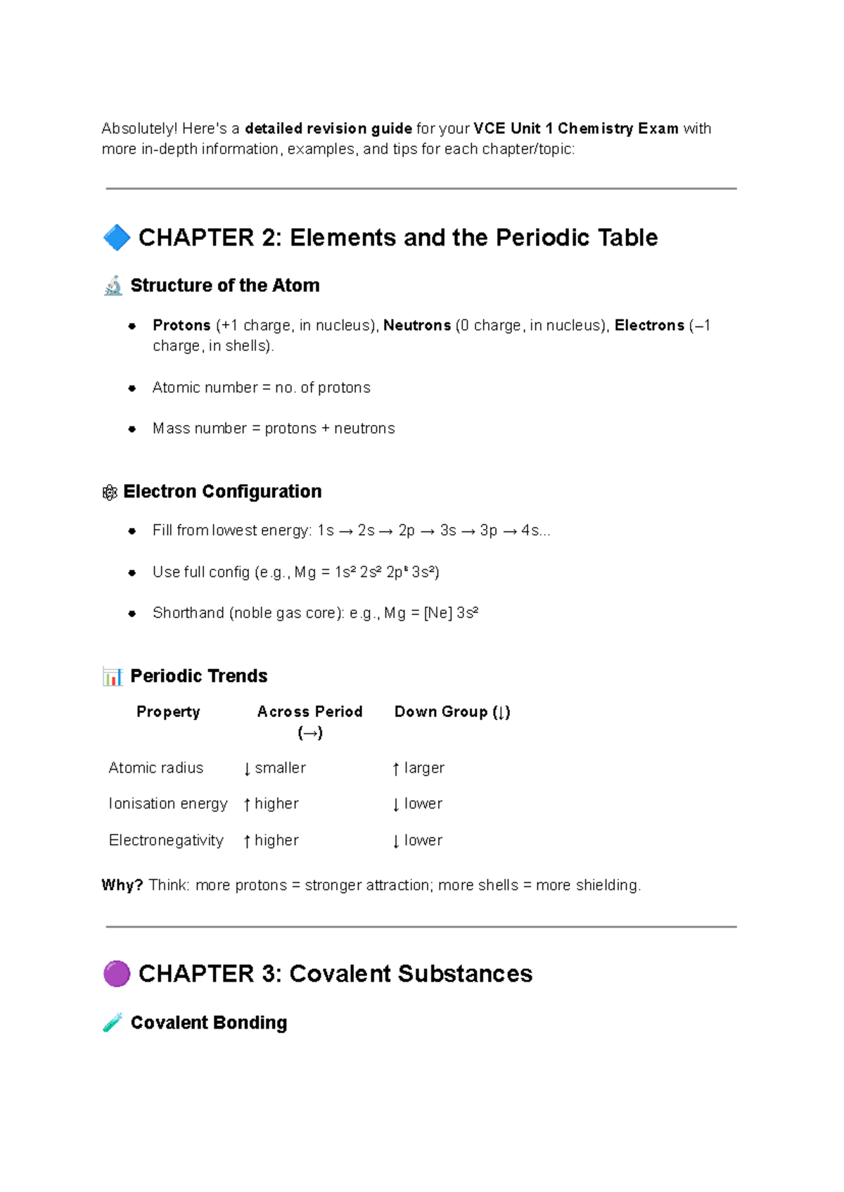 VCE Unit 1 Chemistry Exam Revision Guide: Key Concepts & Tips - Studocu