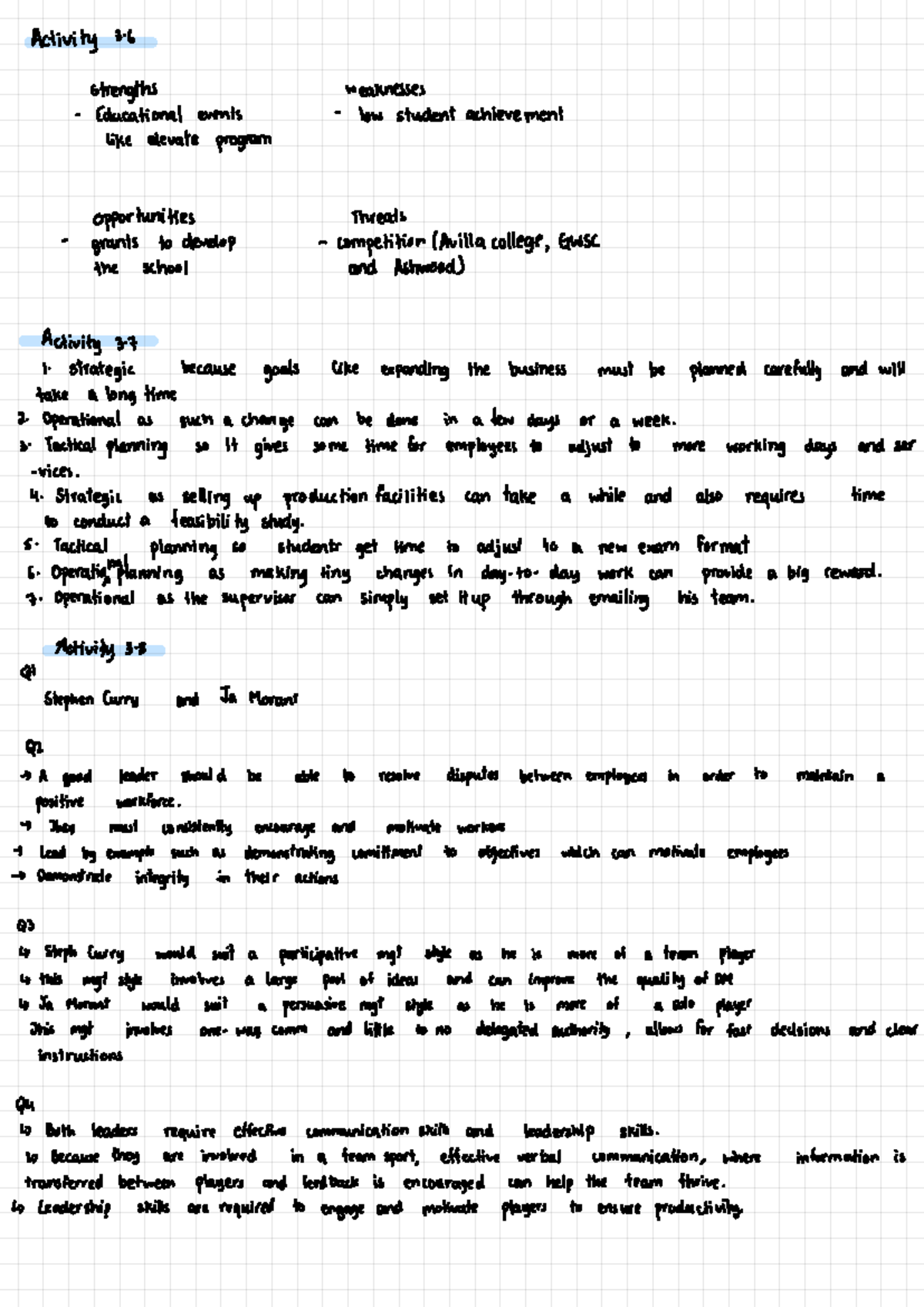 Chapter 3 coursework - Textbook exercises and notes - Activity3 ...