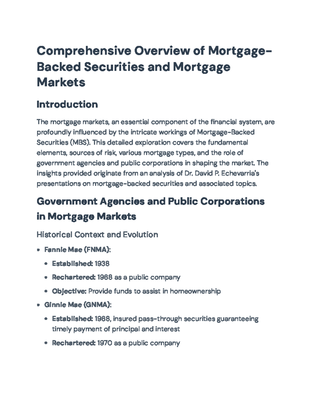 Comprehensive Overview of Mortgage-Backed Securities (MBS) Markets ...