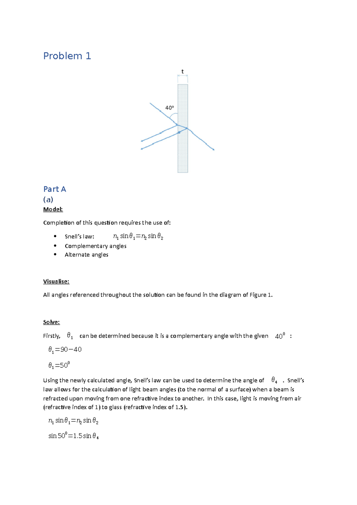 Assignment 1 Solutions - PHYS1002: Optics and Diffraction Analysis ...