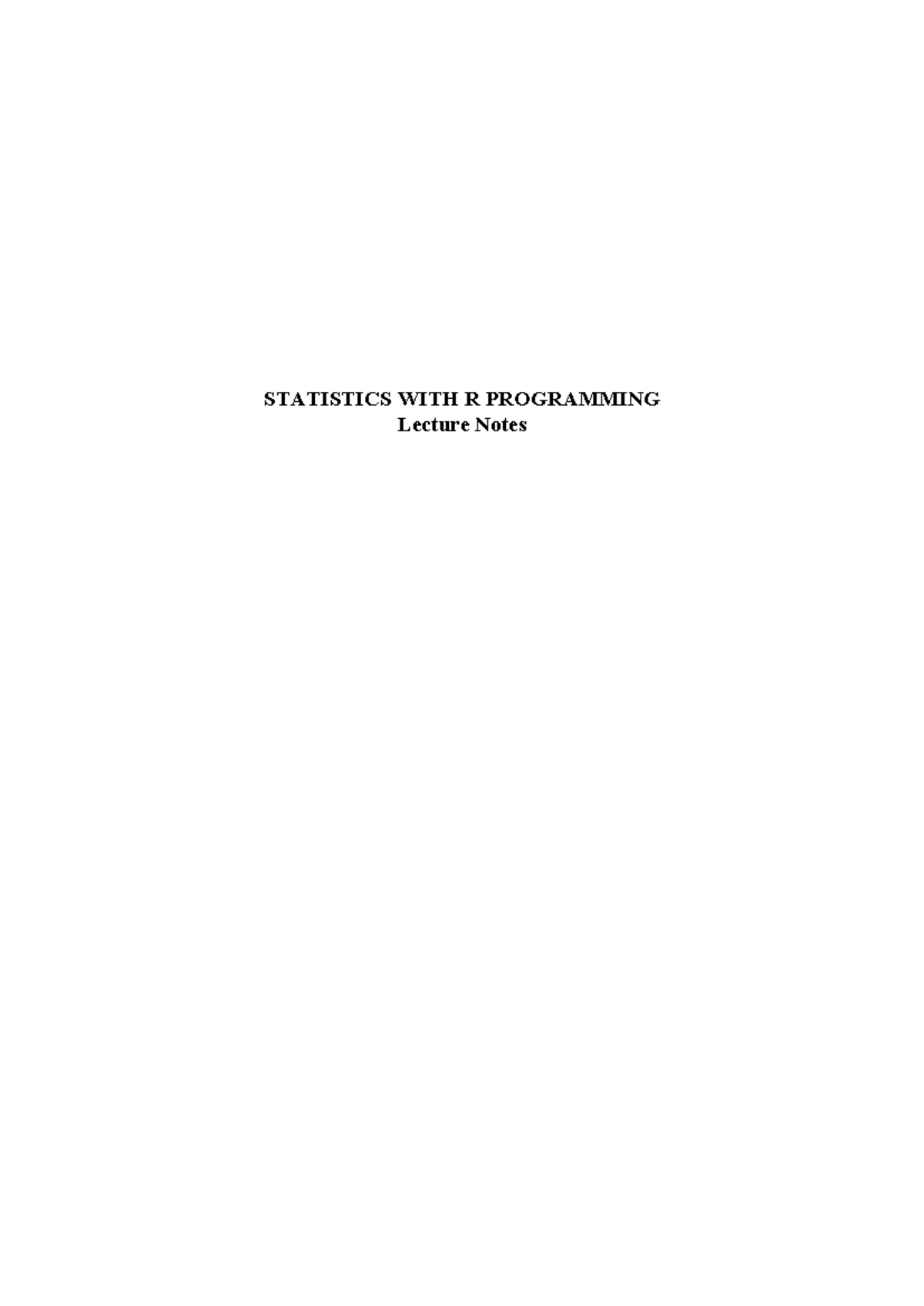 UNIT-1 Start Learning R - STATISTICS WITH R PROGRAMMING Lecture Notes ...