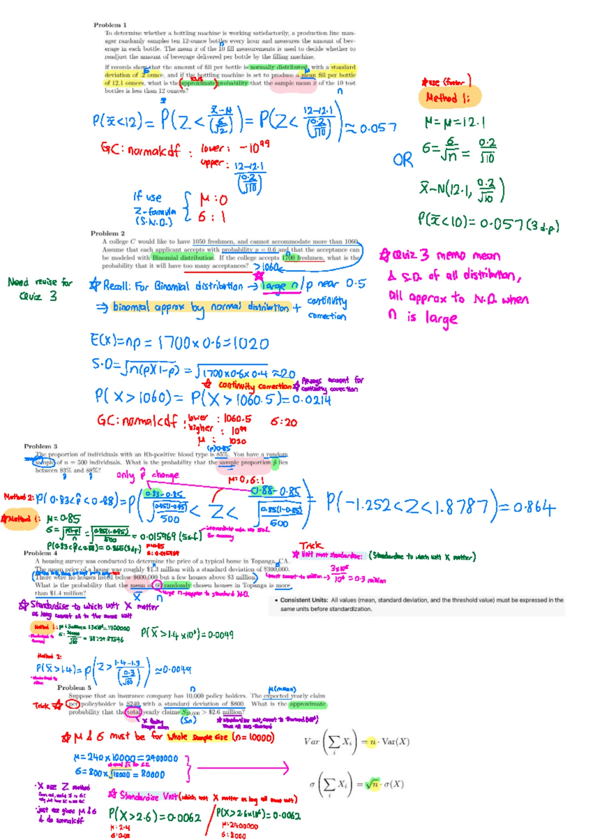 Mock Quiz 1: Probability & Statistics Review - Studocu