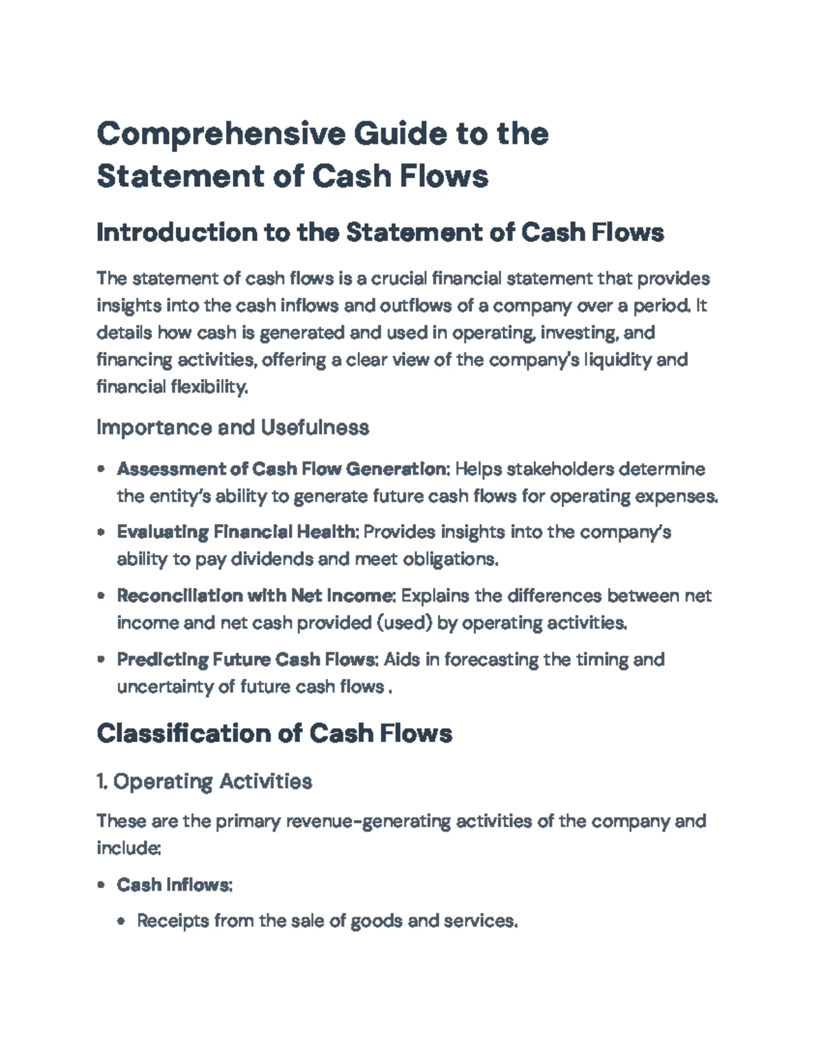Preparing Cash Flows: Indirect vs Direct Method Guide (FIN 101) - Studocu