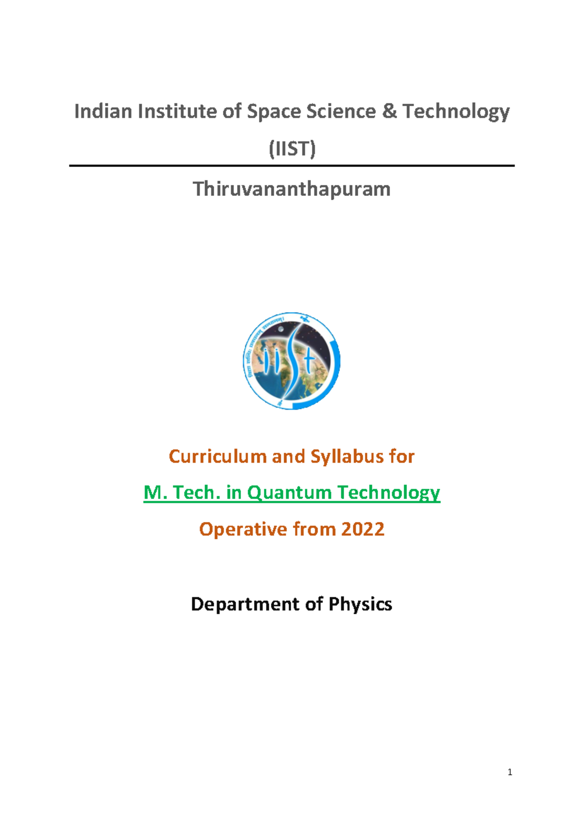 MTech Quantum Technology Brochure Final 2022-23 - Studocu