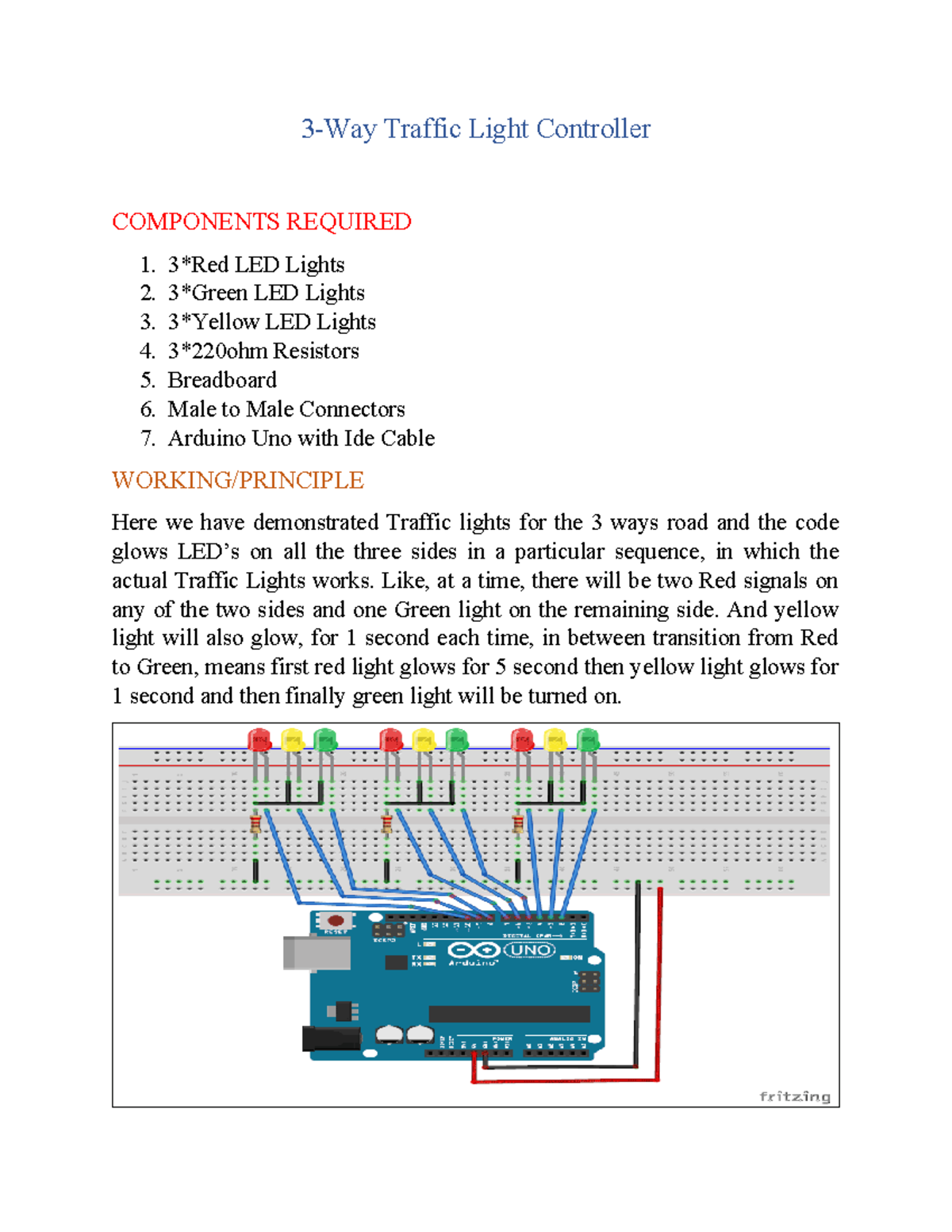 3-Way Traffic Light Controller Project with Arduino Setup Guide - Studocu