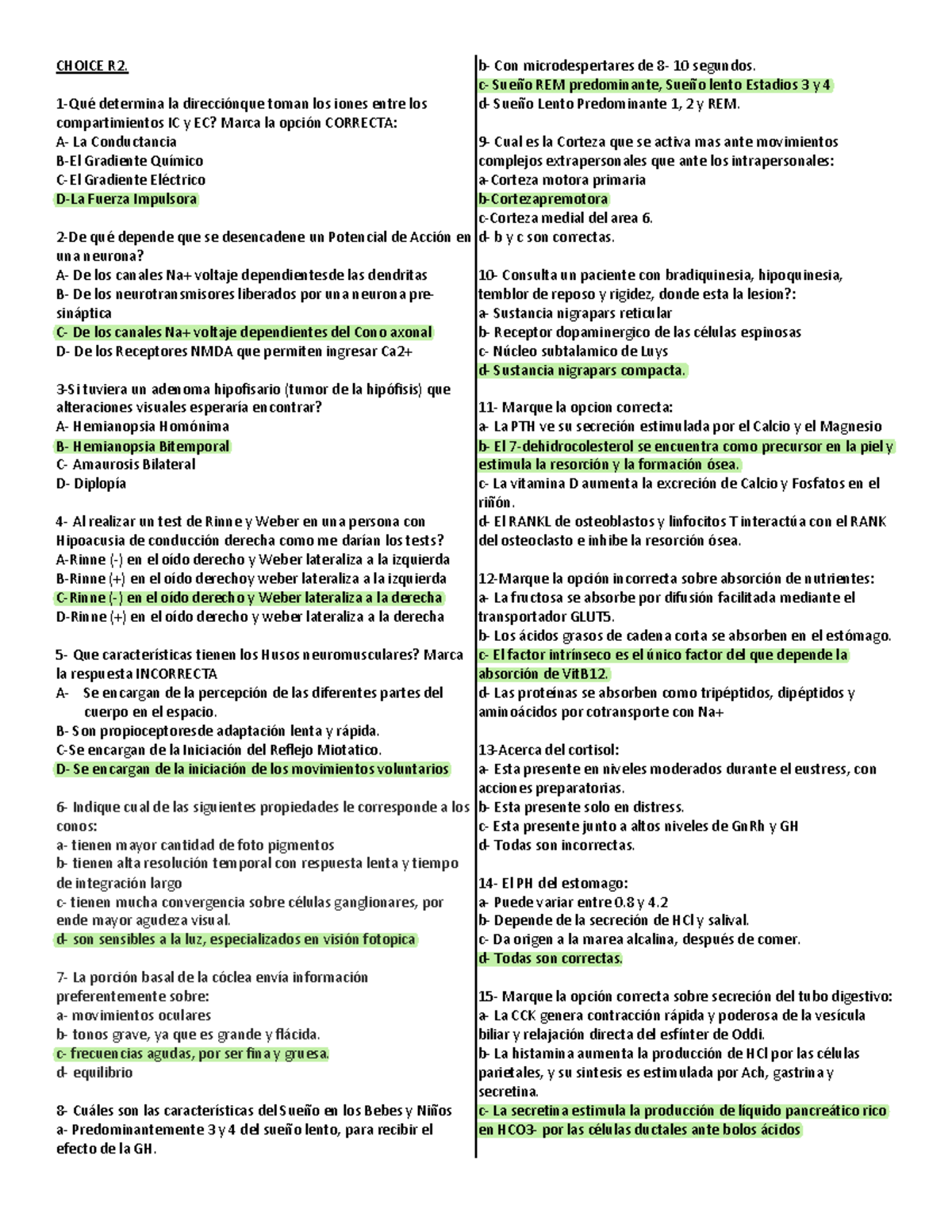 CHOICE R2 - Exámenes y Preguntas de Cat. 2 en Neurociencia - Document Preview