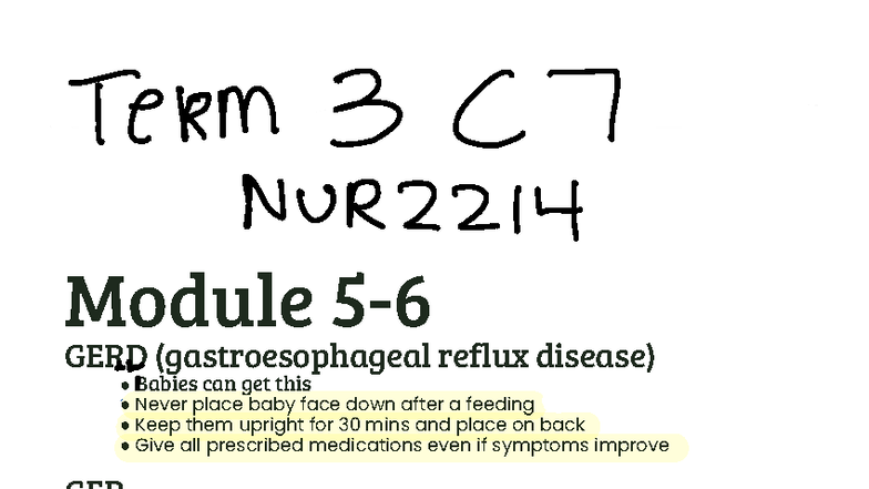 NUR2214C MOD 5-6 Term 3 Exam 3 Study Guide Notes - Studocu
