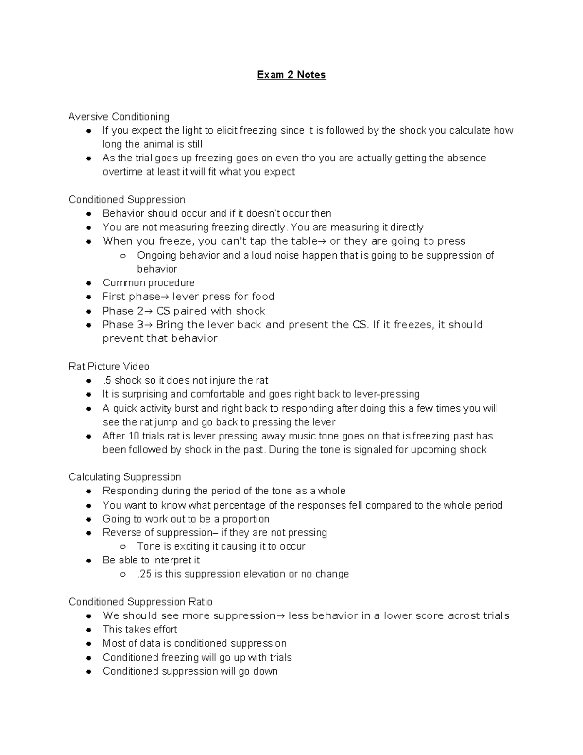 Exam 2 Notes on Classical and Operant Conditioning Principles - Exam 2 ...